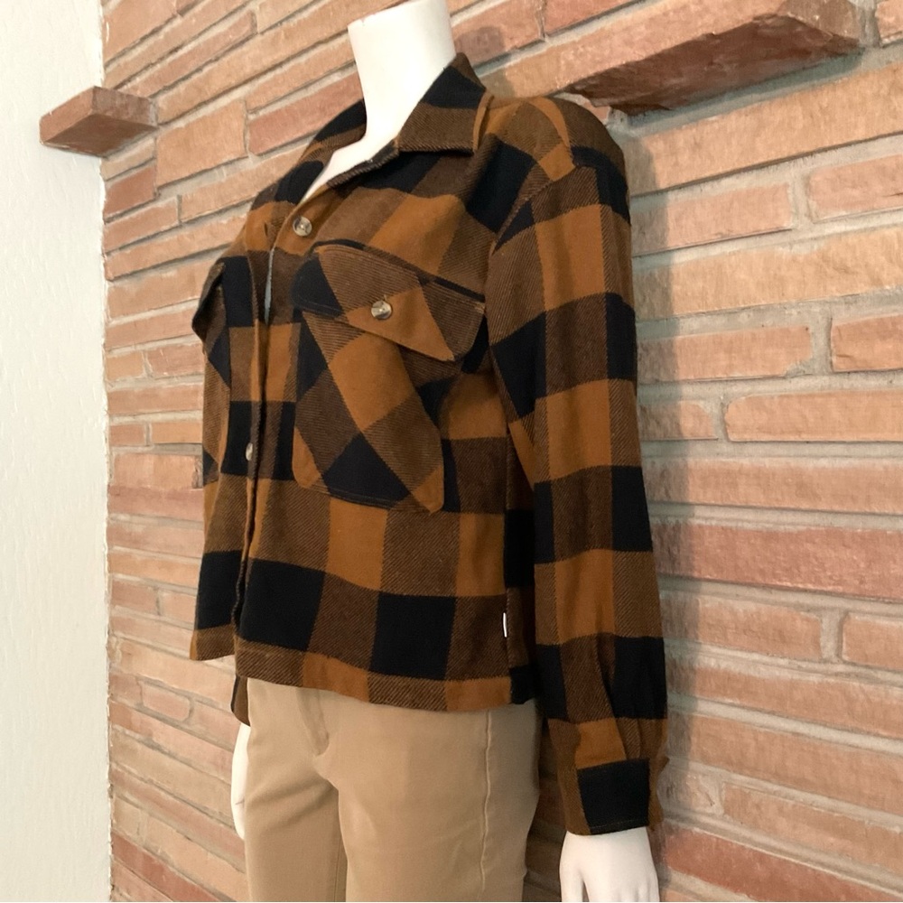Brixton Black Brown Plaid Shirt Jacket Small
